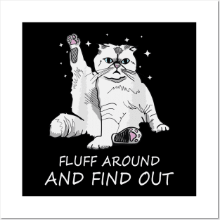 Funny Cat Shirt Fluff Around and Find Out Posters and Art